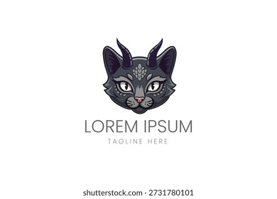 Ícone de cabeça de gato geométrico estilizado para animais de estimação loja clínica veterinária cuidado animal Grooming e Boutique Feline Produto marca Vetor logotipo modelo