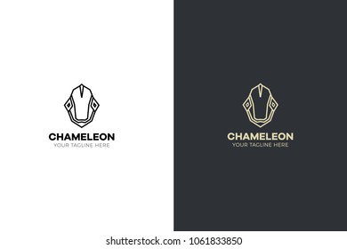 Stylized geometric Chameleon head illustration. Vector icon tribal lizard design