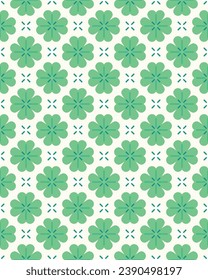 Stylized geometric clover leaf seamless pattern design. Vector illustration.