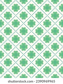 Stylized geometric clover leaf seamless pattern design. Vector illustration.