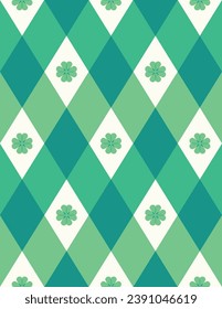 Stylized geometric clover leaf seamless pattern design. Vector illustration.