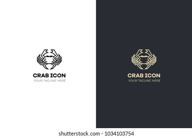 Stylized geometric crab illustration. Vector icon tribal design 