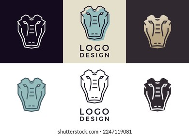 Stylized geometric Crocodile head illustration. Vector icon tribal design in 6 different styles