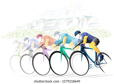 Stylized, geometric ,cycle, bicyclist, cyclist isolated. Sportsman, athlete silhouette illustration vector. Sport bike, cycle logo, poster, advertising.