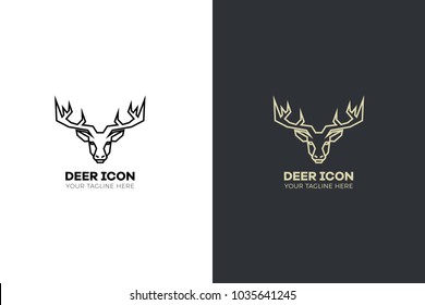 Stylized Geometric Deer Head Illustration. Vector Icon Tribal Stag Design