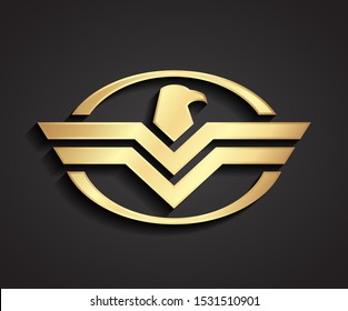 stylized geometric eagle golden logo