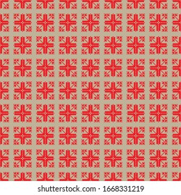 stylized geometric flowers vector seamless patterns in folk embroidery style for decor, packaging, fabric