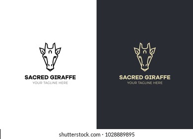 Stylized geometric Giraffe head illustration. Vector icon tribal design