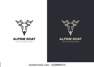 Stylized geometric Goat head illustration. Vector icon tribal design 