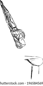 Stylized geometric, gymnast, acrobat, dancer sketch