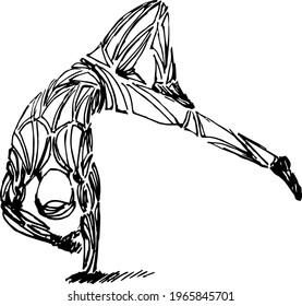 Geométrico estilizado, gimnasta, acróbata, boceto de bailarina
