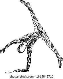 Stylized geometric, gymnast, acrobat, dancer sketch