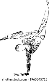 Stylische Geometrie, Gymnast, Akrobat, Tanzskizze