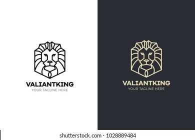 Stylized geometric Lion head illustration. Vector icon tribal design