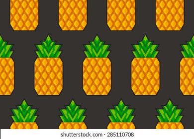 Stylized geometric pineapple seamless pattern.