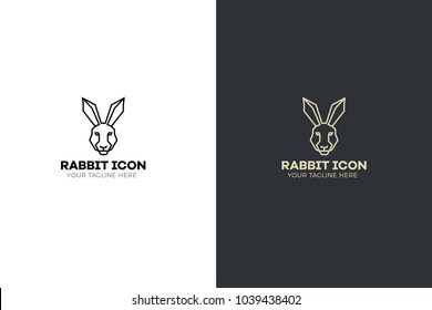 Stylized geometric Rabbit head illustration. Vector icon tribal hare design.