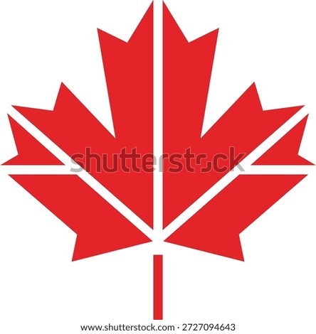A stylized geometric red maple leaf