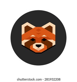 Stylized geometric red panda head in clean minimalistic style inside a circle.