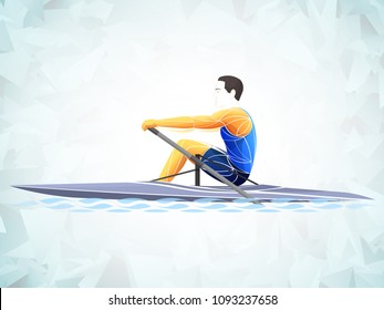 Stylized, geometric rowing, boating, canoeing, paddle, row vector