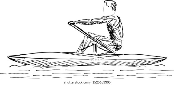Stylized, geometric rowing, boating, canoeing, paddle, row vector