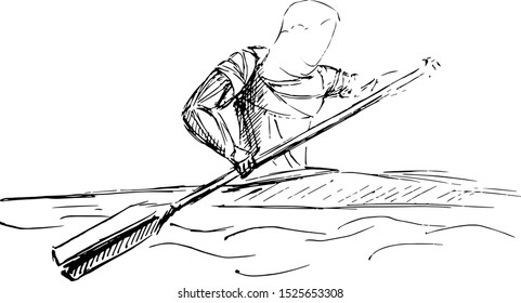 Stylized, geometric rowing, boating, canoeing, paddle, row vector