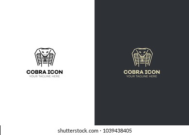 Stylized geometric serpent head illustration. Vector icon tribal cobra design.