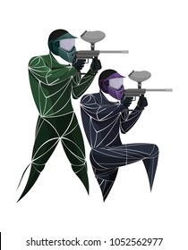 stylized, geometric shooting, paintball vector