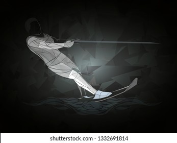 Stylized geometric sport water skiing