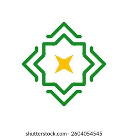 Stylized Geometric Star with Green Border Lines