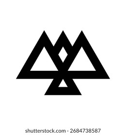 A stylized geometric symbol featuring interconnected triangles and a central diamond shape, ideal for modern logos and branding applications.