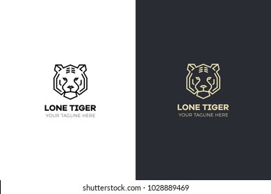 Stylized geometric Tiger head illustration. Vector icon tribal design