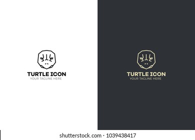 Stylized geometric turtle head illustration. Vector icon tribal tortoise design.