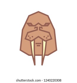 Stylized geometric walrus head illustration. Vector icon tribal animal design