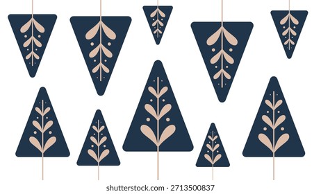 Diseño de repetición simple geométrica estilizada de la naturaleza del invierno