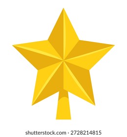 Estrella amarilla geométrica estilizada con forma de tronco, estilo plano sobre fondo blanco. Concepto de premio, calificación, logro. Ilustración vectorial
