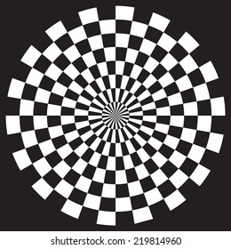 Stylized geometrical round pattern on black background. Vector element for your design