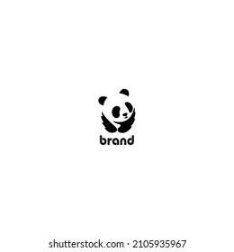 Stilisiertes Riesenpanda Ganzkörperbild. Einfache Panda-Ikone oder Logo-Design. Schwarz-Weiß-Vektorgrafik. Illustrationsblattpanda