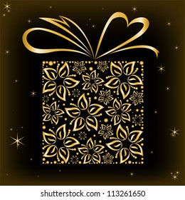 stylized gift box of beautiful gilded flowers