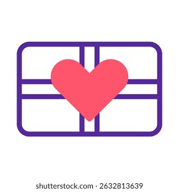 Stylized gift box illustration with a heart conveying love and affection