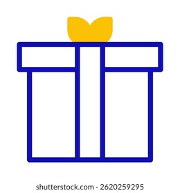 Stylized Gift Box Outline with Yellow Ribbon, Simple, Modern Celebration