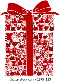 a stylized gift box with various valentine gift ideas