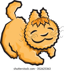 stylized ginger playful kitten, vector, isolated on white