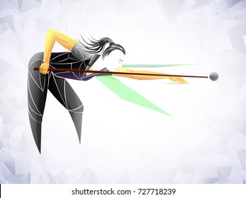 stylized girl billiard vector player