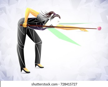 Stylized Girl Billiard Vector Player