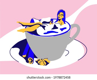 stylized girl in a coffee mug