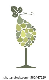 Stylized glass of wine with a grape bunch