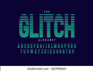 Stylized glitch alphabet font vector