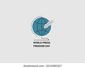 a stylized globe with black meridians and parallels