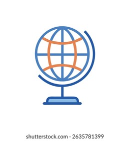 Stylized globe icon illustration against a White Background.