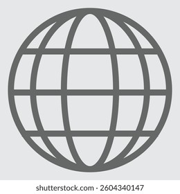 Stylized globe icon, representing global connection, travel, and international design.